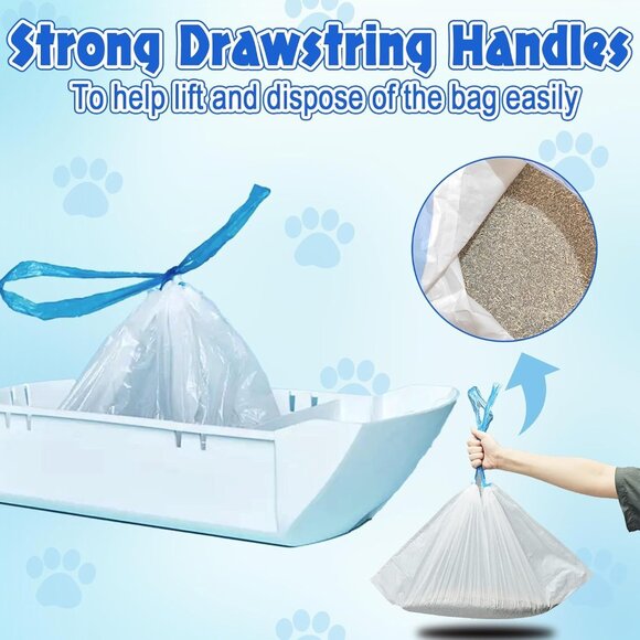 60-Count Extra-Thick Drawstring Cat Litter Box Liners - Picture 5 of 7